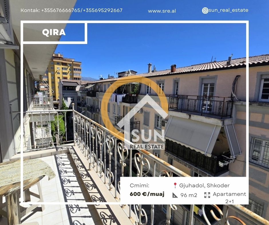 Shkoder, jepet me qera apartament 2+1+Ballkon Kati 3, 96 m² 600 € (GJUHADOL)