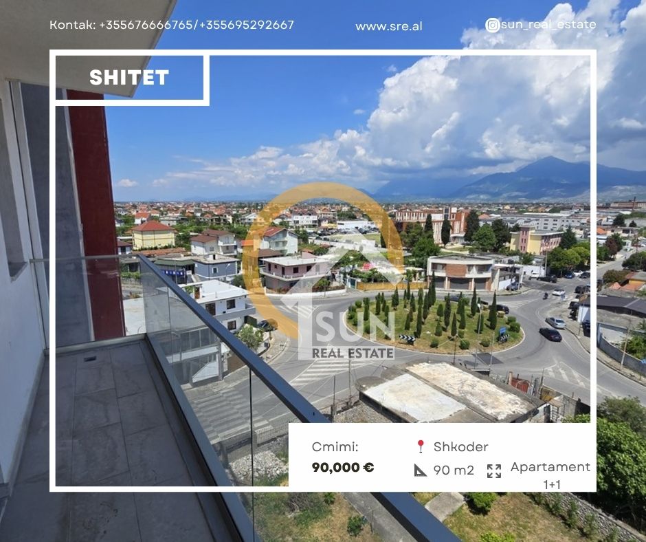 Shkoder, shitet apartament 1+1+Ballkon Kati 6, 90 m² 90.000 € (rr. LEVIZJA E POSTRIBES, SHKODER)
