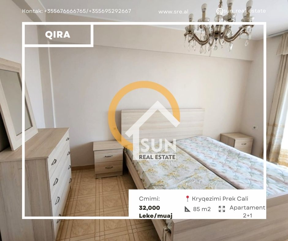 Shkoder, jepet me qera apartament 2+1+Ballkon Kati 1, 85 m² (KRYQEZIMI PREK CALI)