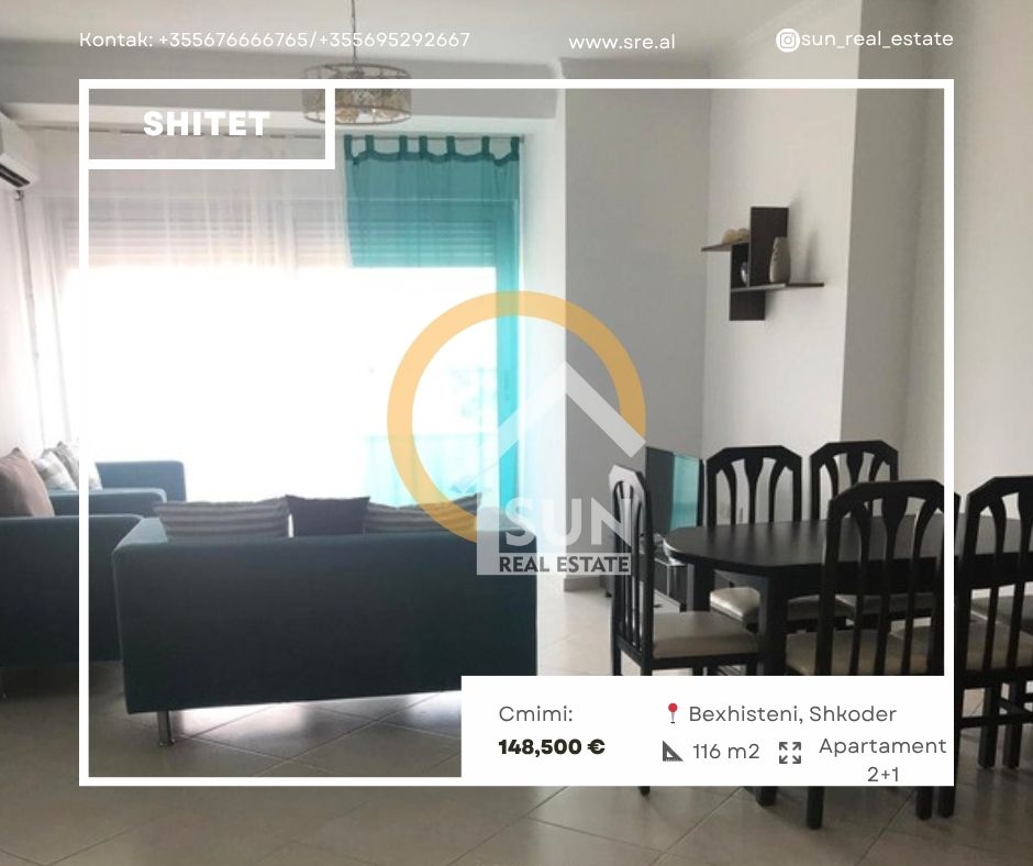 Shkoder, shitet apartament 2+1+Ballkon , 116 m² 148.500 € 