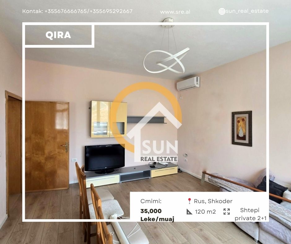 Shkoder, jepet me qera shtepi 2+1 Kati 2, 120 m² 
