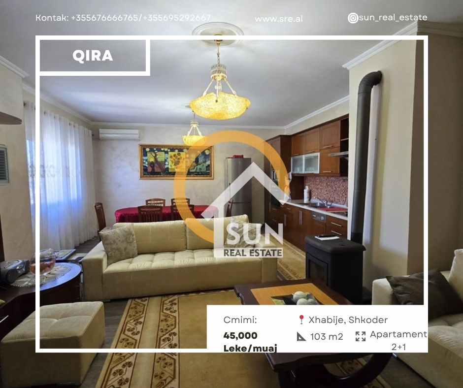 Shkoder, jepet me qera apartament 2+1+Ballkon Kati 7, 103 m² (XHABIJE)