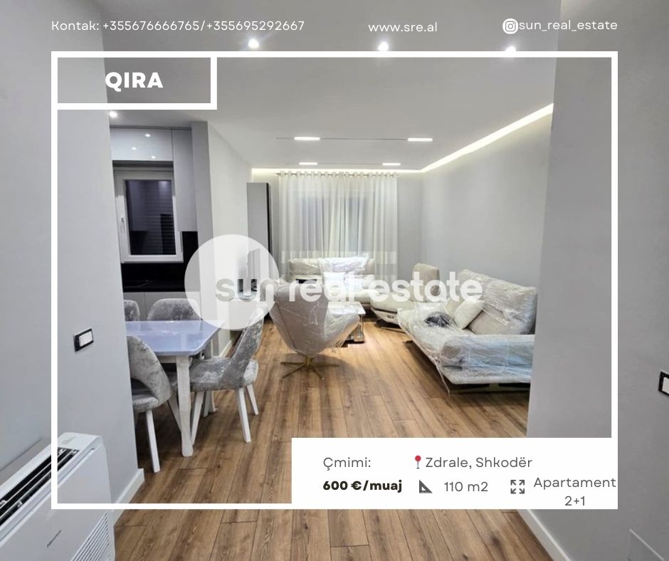 Shkoder, jepet me qera apartament 2+1+Ballkon Kati 4, 110 m² 600 € (ZDRALE)