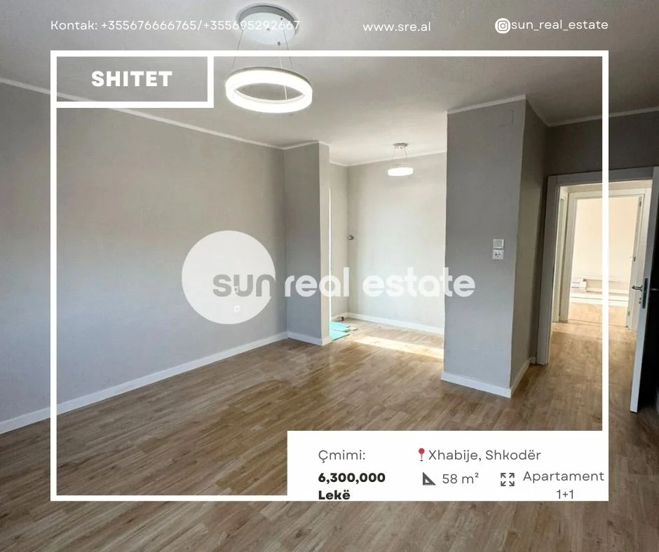 Shkoder, shitet apartament 1+1+Ballkon Kati 5, 58 m² (XHABIJE)