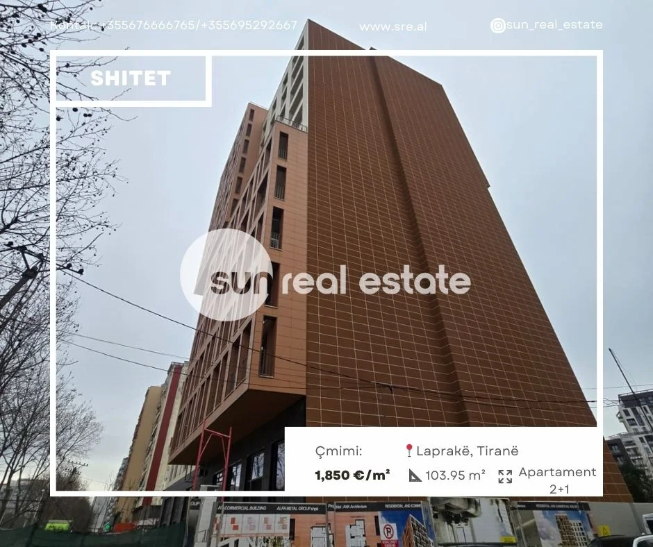 Tirane, shitet apartament 2+1+Ballkon Kati 3, 103 m² (LAPRAKE)