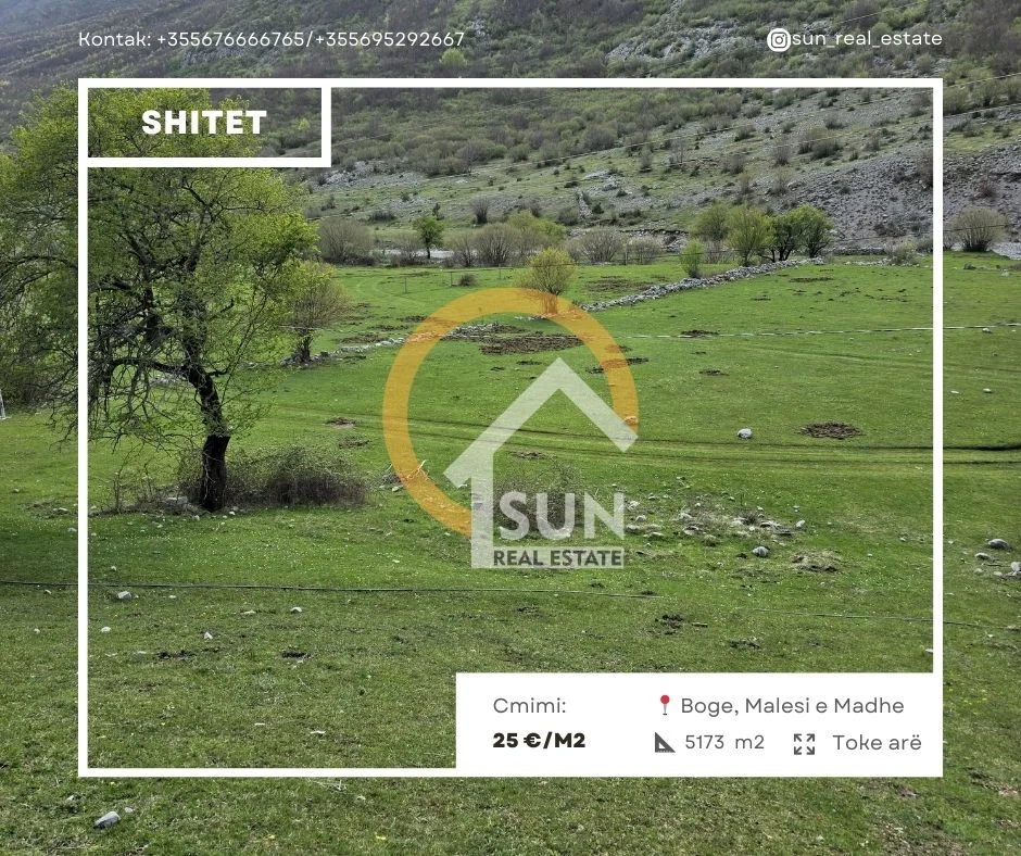 Shkoder, shitet toke , 5,173 m² 129,325 € (BOGE, MALESI E MADHE)
