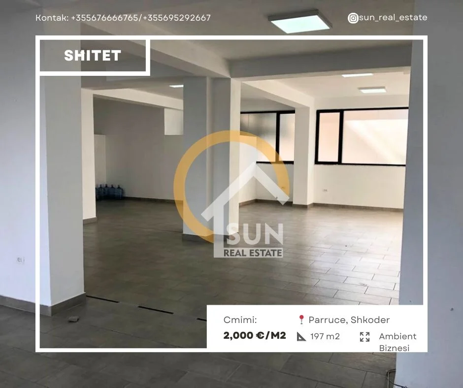 Shkoder, shitet ambjent biznesi Kati 0, 197 m² (PARRUCE, SHKODER)