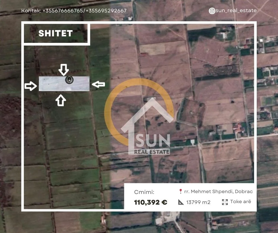 Shkoder, shitet toke , 13.799 m² 110.392 € (RRUGA MEHMET SHPENDI, DOBRAC)