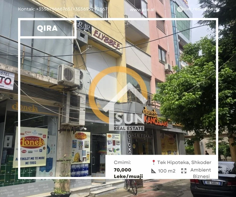 Shkoder, jepet me qera ambjent biznesi Kati 1, 100 m² (QENDER)