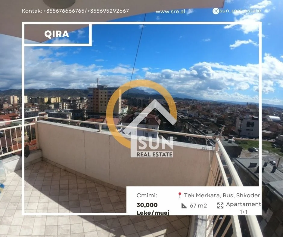 Shkoder, jepet me qera apartament 1+1+Ballkon Kati 4, 67 m² (RUS)