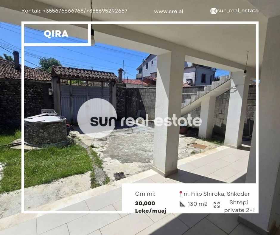 Shkoder, jepet me qera shtepi 2+1 Kati 0, 130 m² (RR. FILIP SHIROKA)