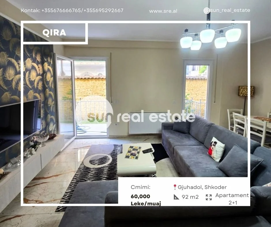 Shkoder, jepet me qera apartament 2+1+Ballkon Kati 0, 92 m² 