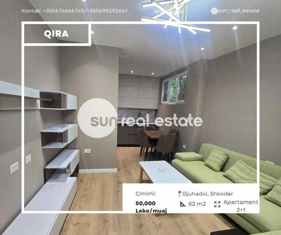 Shkoder, jepet me qera apartament 2+1+Ballkon Kati 0, 82 m² (GJUHADOL)