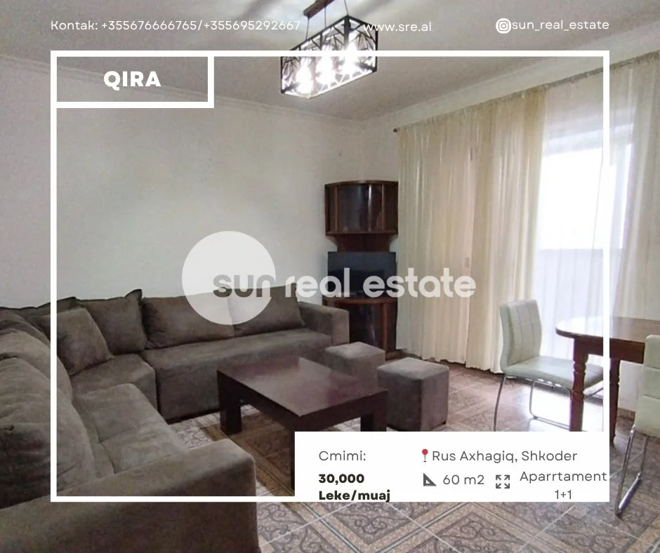 Shkoder, jepet me qera apartament 1+1+Ballkon Kati 2, 60 m² (RUS, AXHAGIQ)