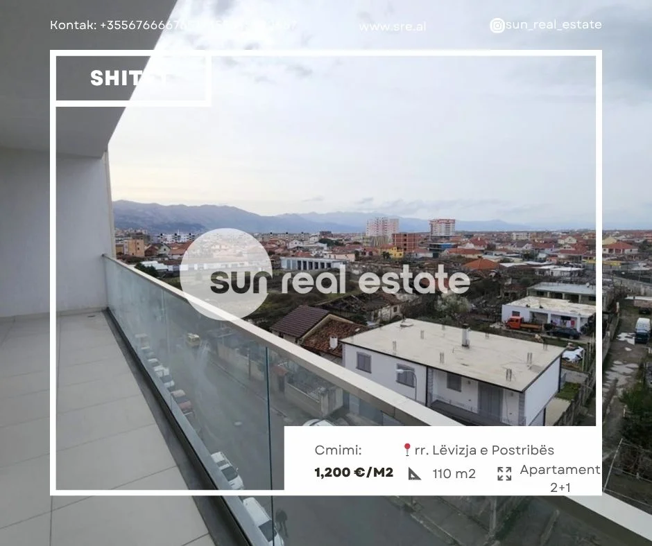 Shkoder, shitet apartament 2+1+Ballkon Kati 5, 110 m² (AFER POLICISE)