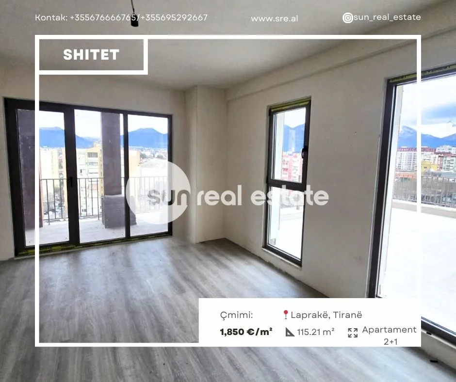 Tirane, shitet apartament 2+1+Ballkon Kati 6, 115 m² (LAPRAKE)