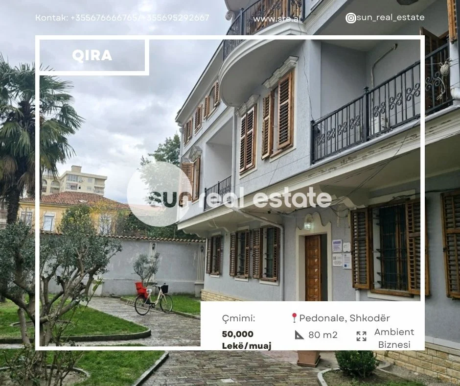 Shkoder, jepet me qera ambjent biznesi Kati 0, 80 m² (PEDONALE QENDER)
