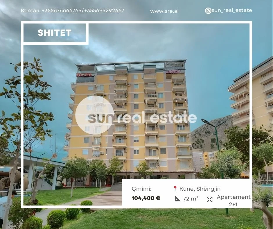 Shengjin, shitet apartament 2+1+Ballkon Kati 5, 72 m² 104.400 € (SHENGJIN)