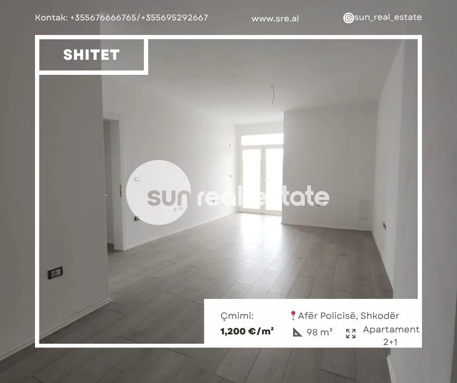 Shkoder, shitet apartament 2+1+Ballkon Kati 7, 98 m² 117.600 € (AFER POLICISE)
