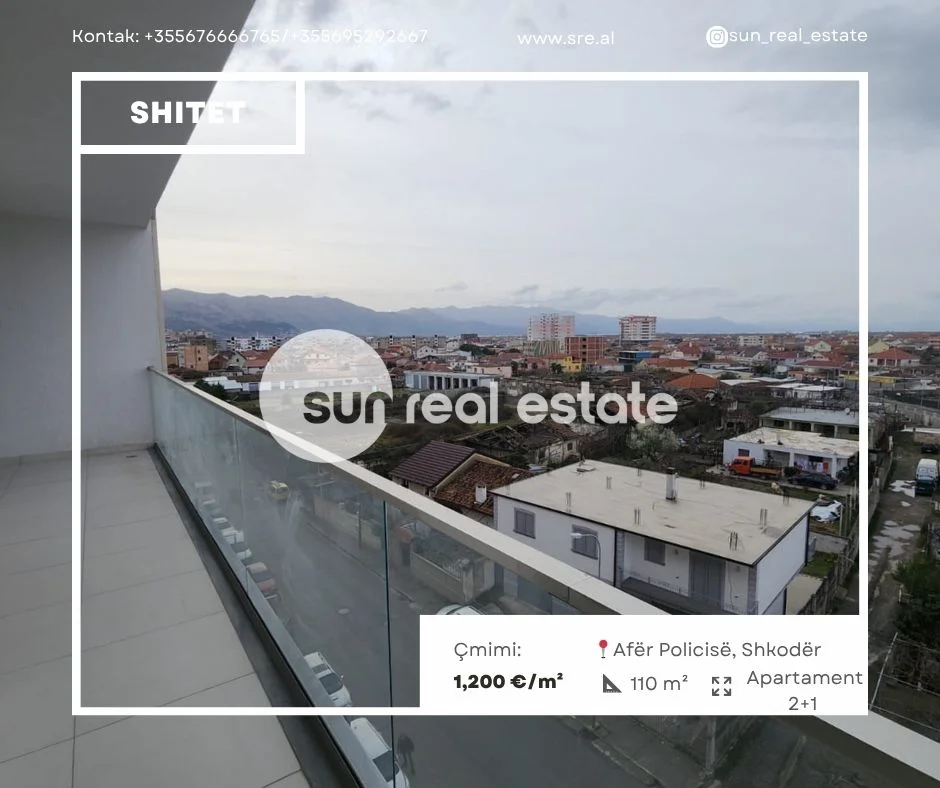 Shkoder, shitet apartament 2+1+Ballkon Kati 6, 110 m² 132.000 € (AFER POLICISE, SHKODER)