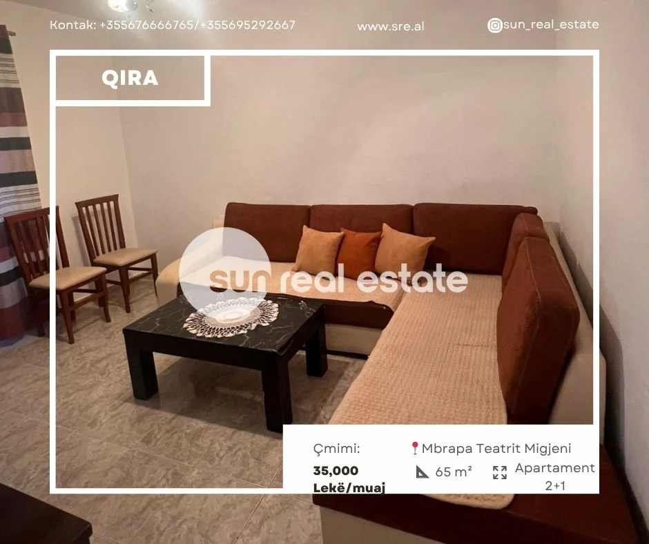 Shkoder, jepet me qera apartament 2+1 Kati 3, 65 m² (QENDER)