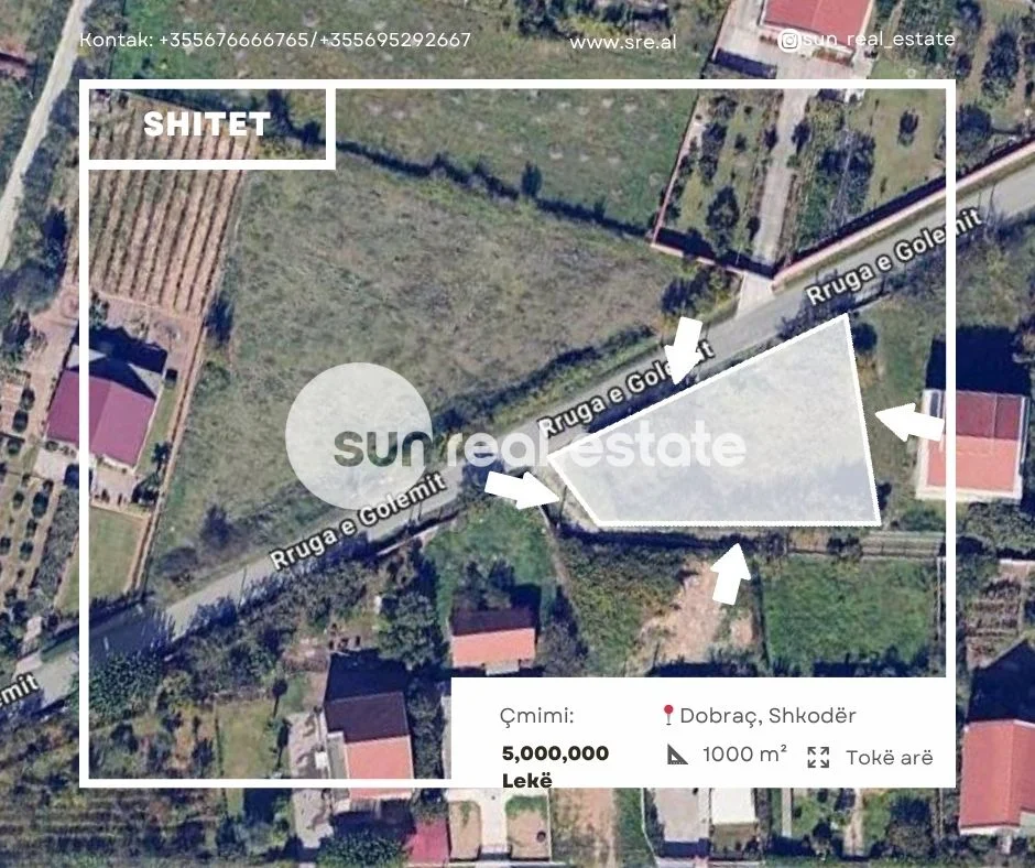 Shkoder, shitet toke , 1.000 m² (DOBRAC, SHKODER)