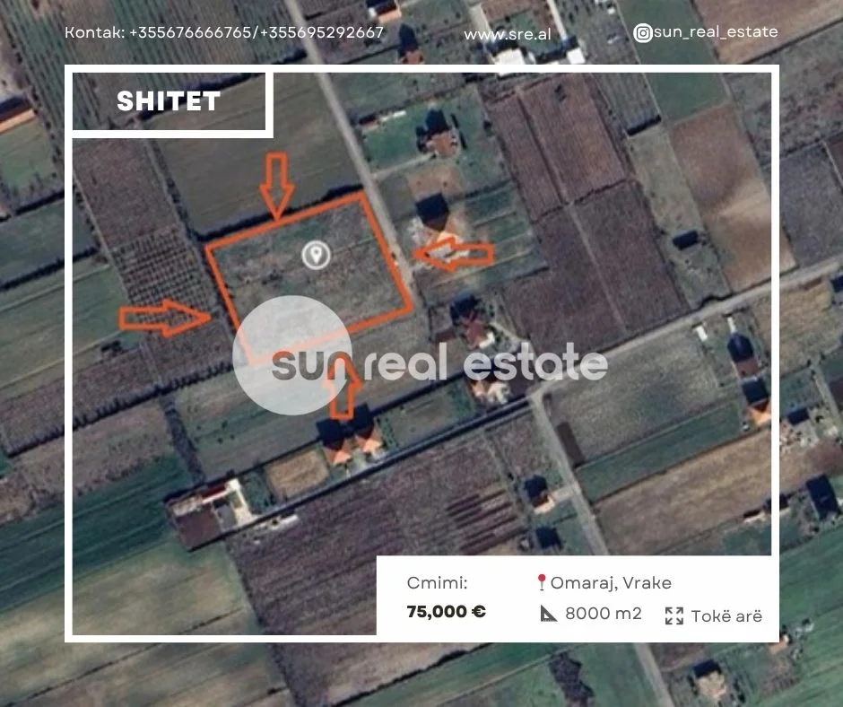 Shkoder, shitet toke , 8.000 m² 75.000 € (OMARAJ, VRAKE)