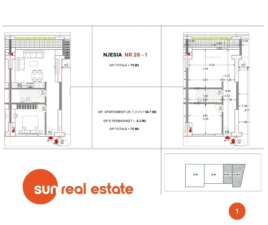 Shkoder, shitet apartament 1+1+Ballkon Kati 7, 72 m² (QENDER)