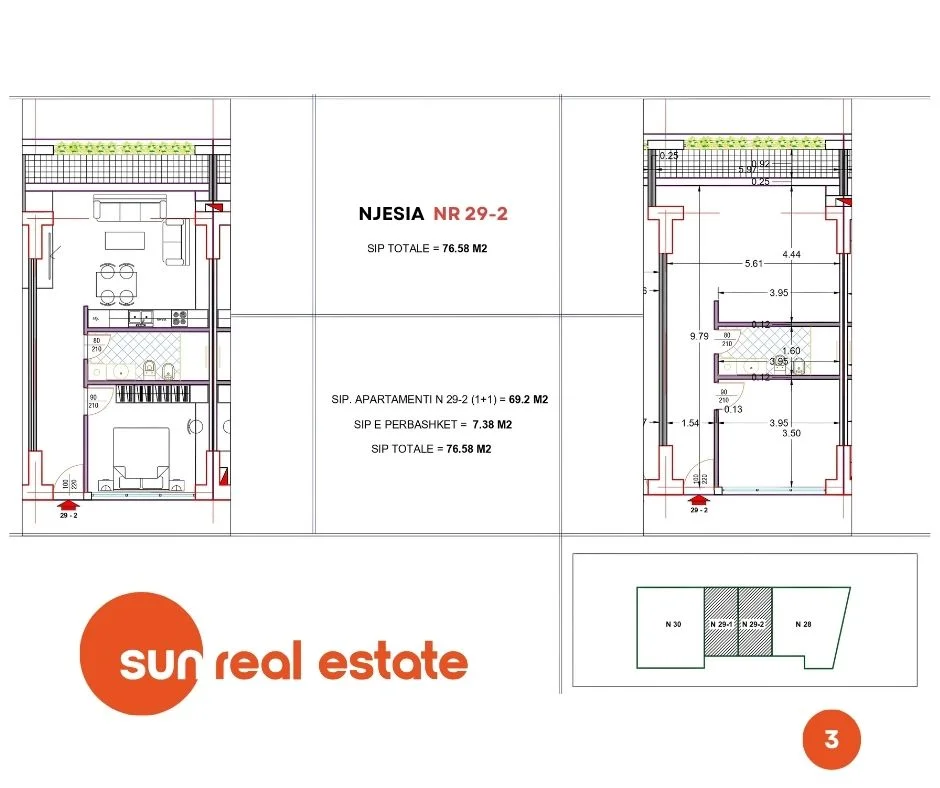 Shkoder, shitet apartament 1+1+Ballkon Kati 7, 72 m² (QENDER)