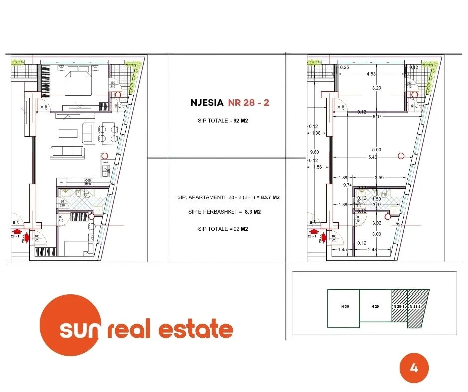 Shkoder, shitet apartament 1+1+Ballkon Kati 7, 72 m² (QENDER)