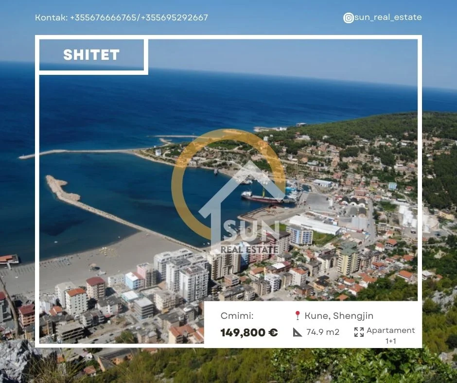 Lezhe Shengjin, shitet apartament 1+1+Ballkon Kati 4, 74 m² 126.480 € (KUNE, SHENGJIN)