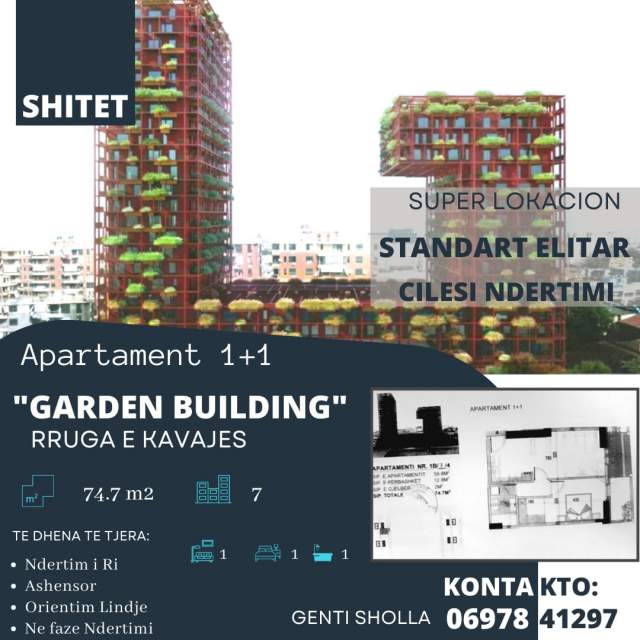 Tirane, shitet apartament Kati 7, 75 m² 1.750 Euro/m2 (Garden Building Residence)