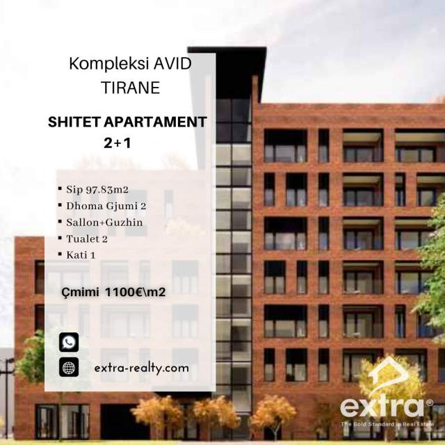Tirane, shitet apartament 2+1+BLK Kati 1, 98 m² 1.100 Euro/m2 (Rruga Siri Kodra)