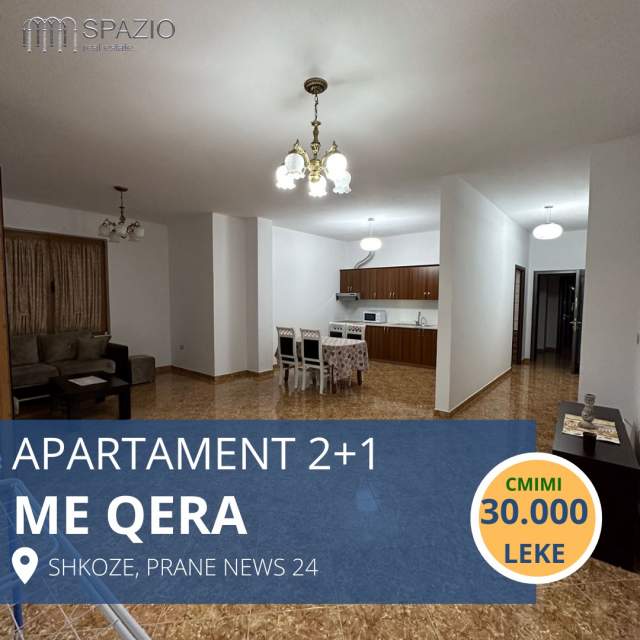 Tirane, jepet me qera apartament 2+1+BLK Kati 4, 100 m² 30.000 Leke (Shkoze)
