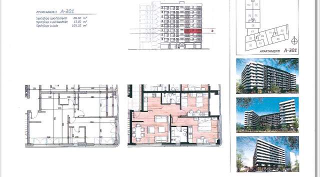 Tirane, ofert apartament 2+1 Kati 3, 102 m² 1.300 Euro/m2 (Don Bosko)