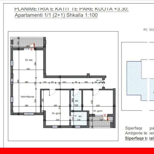Tirane, shitet apartament 2+1+BLK Kati 3, 1.550 Euro/m2 (TEG)