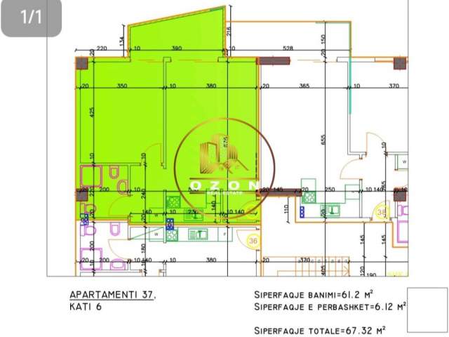 Pogradec, shitet apartament 1+1+A+BLK Kati 1, 67 m² 62.000 Euro (POGRADEC PRANE LIQENIT)