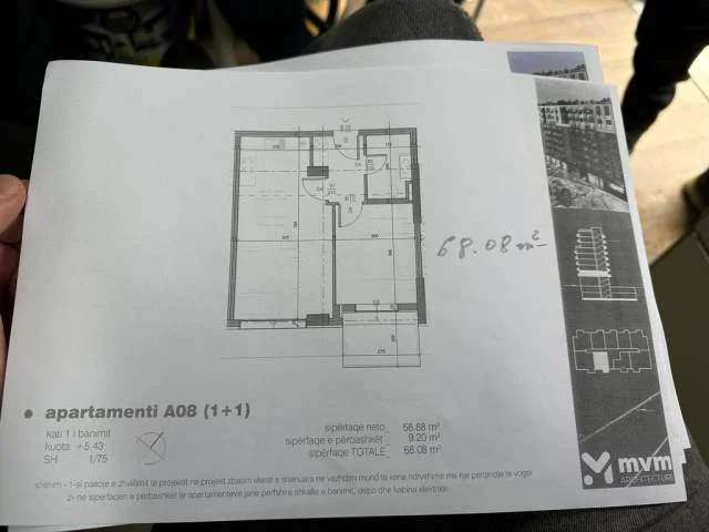 Tirane, shitet apartament 1+1+BLK Kati 1, 68 m² 78.300 Euro (Fusha e Aviacionit)