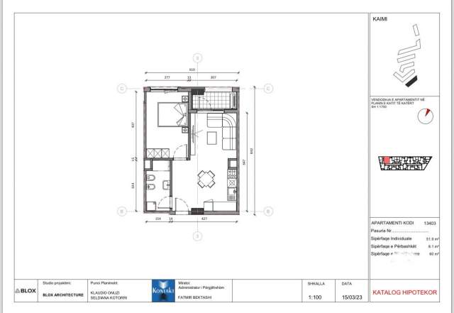 Tirane, shes apartament 1+1+BLK Kati 4, 60 m² 72.000 Euro