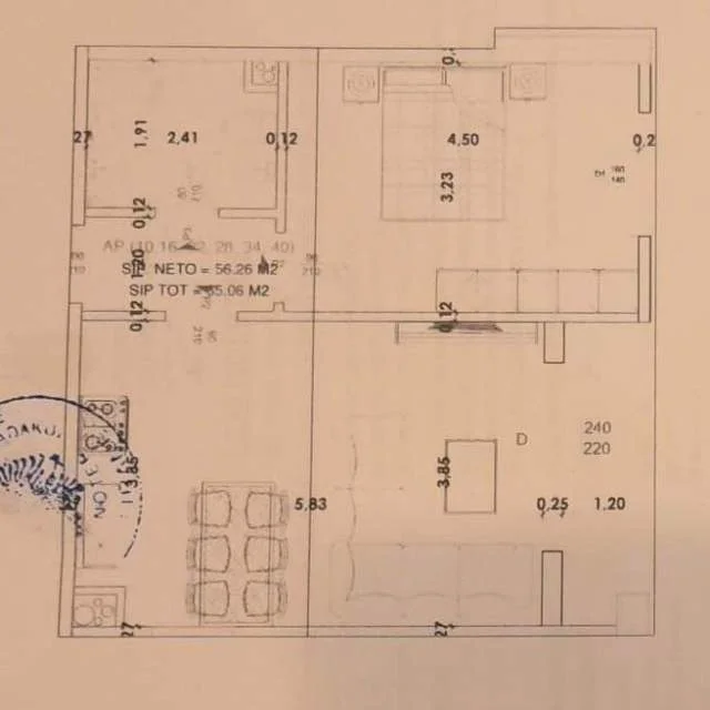 Tirane, shitet apartament 1+1 Kati 7, 65 m² 70.000 Euro (Prane Fabrikes se Birres)