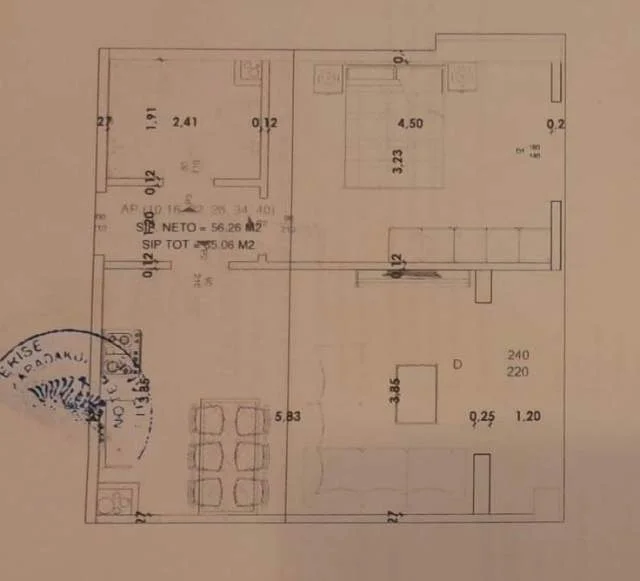 Tirane, shitet apartament 1+1 Kati 7, 65 m² 70.000 Euro (Prane Fabrikes se Birres)