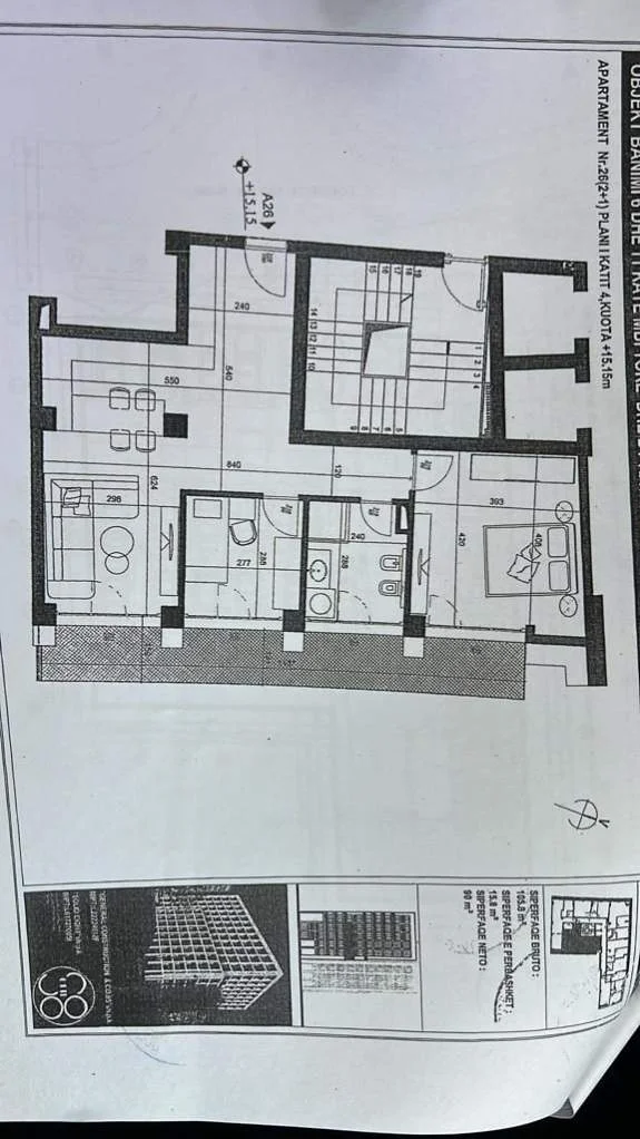 Tirane, shitet apartament 2+1+BLK Kati 5, 106 m² 158.700 Euro