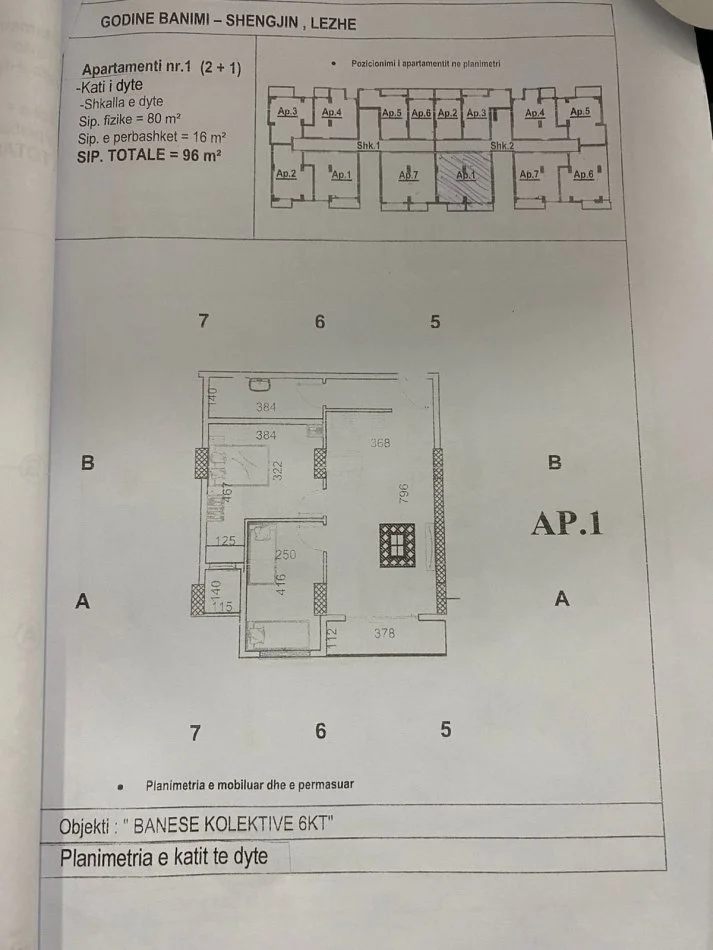 Shitet apartament ne lezhe Shen Gjin  2+1