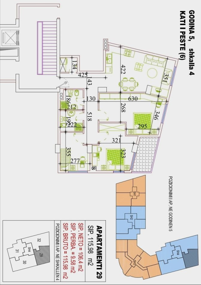 Tirane, shitet 3+1 Kati 5, 116 m² 115.000 € (Astir)