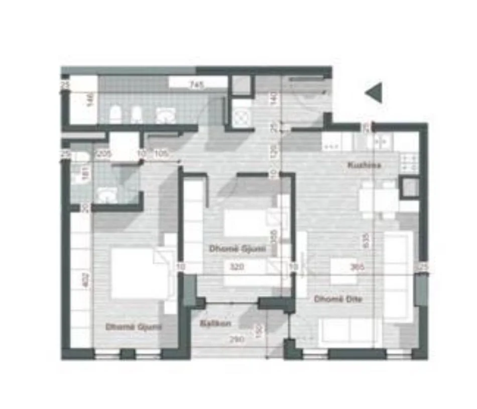 Tirane, shitet apartament 2+1 Kati 1, 94 m² 90.000 € (Laknas, tek kompleksi Univers City)