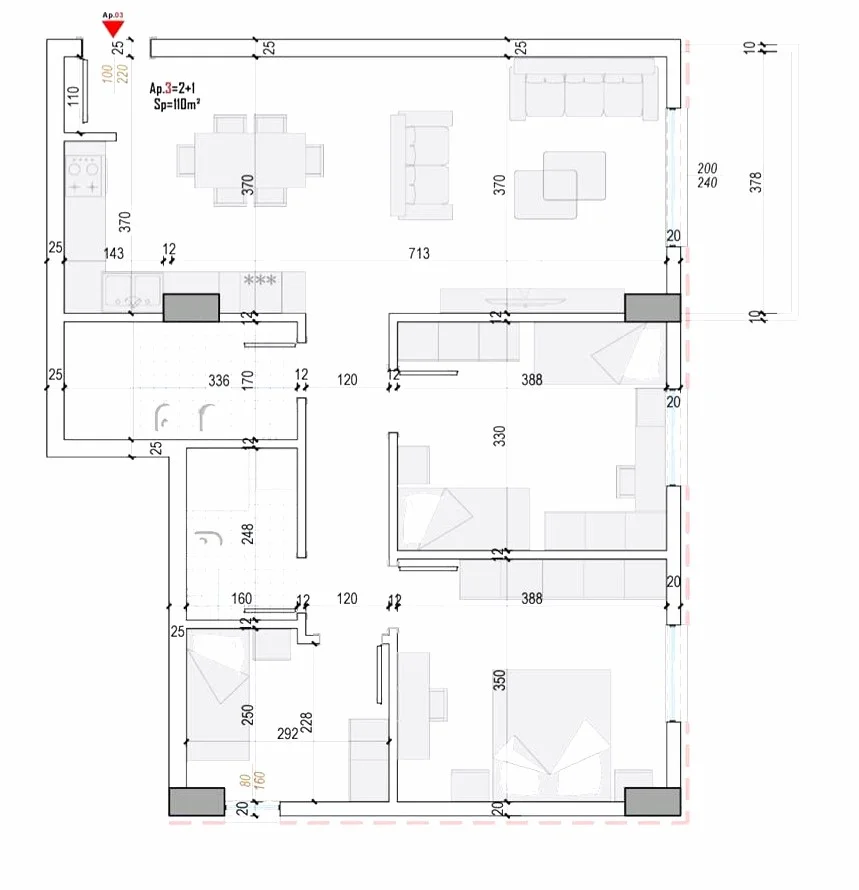 Tirane, shitet apartament 3+1 Kati 7, 110 m² 90.000 € (Kamez)