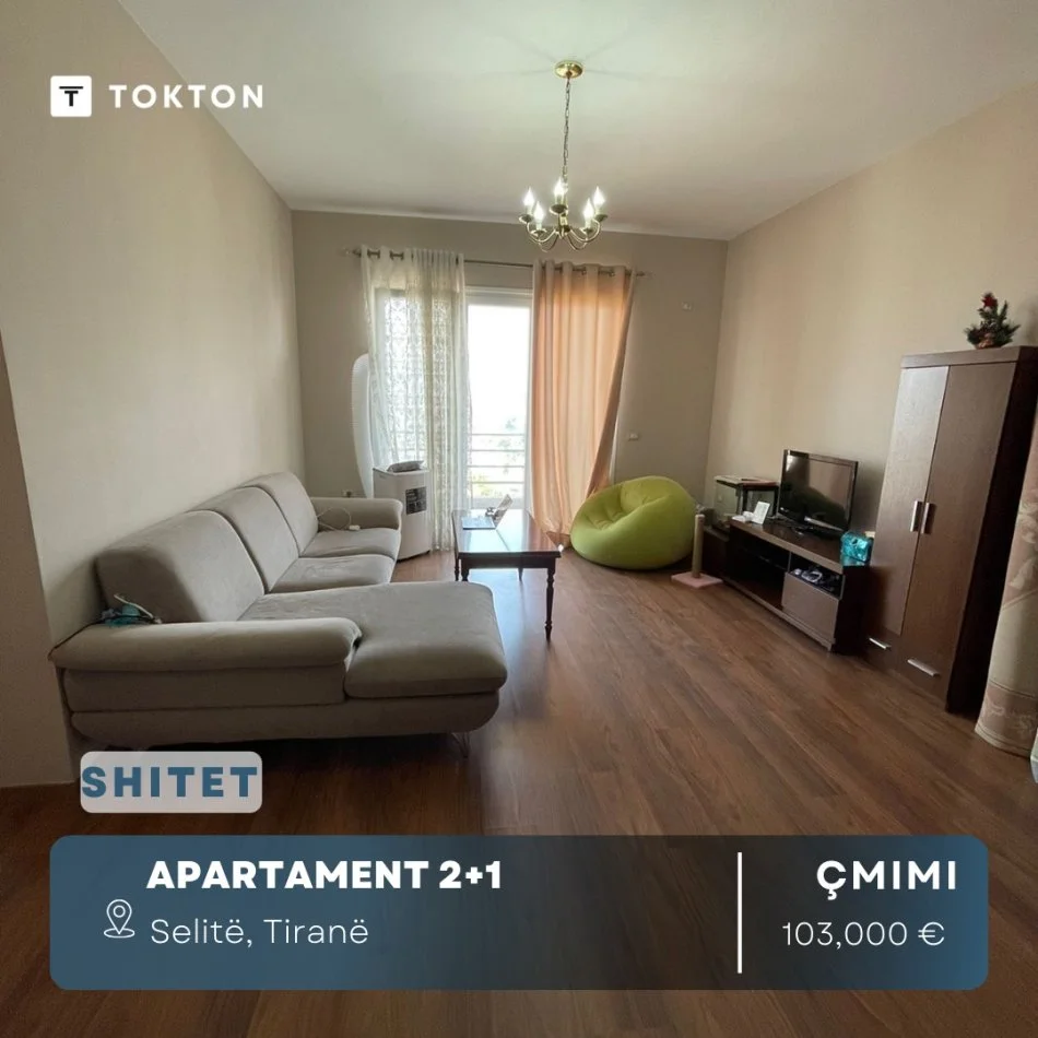 Tirane, shitet apartament 2+1+Ballkon Kati 3, 105 m² 103.000 € (SELITE E VOGEL)