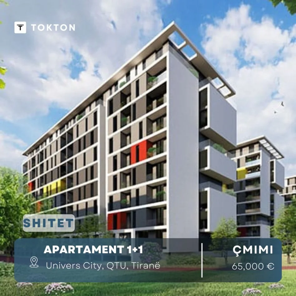 SHITET, APARTAMENT 1+1, UNIVERS CITY, QTU, TIRANË, 69,000 EURO