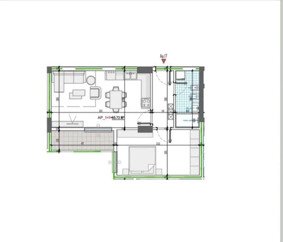 Tirane, shes apartament 1+1+Ballkon Kati 4, 77 m² 65.450 € (PASKUQAN)