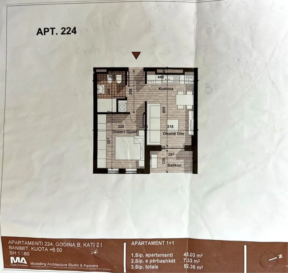 Tirane, shitet 1+1 Kati 2, 52 m² 53.000 € (Vore,Tiran)